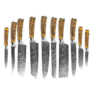 Vente en gros personnalisé OEM ODM PRESTIGE LAMES 5 PCS Couteau de chef Set Laser Rose Motif Cuisine Damas Acier Ambidextre Sharp - Product Image 1