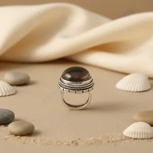 Bague statement bohème en topaze faite à la main pour femmes en argent 925 - Product Image 3