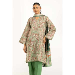 Traje Estampado Khaddar de 3 Piezas Estilo Casual IUSTKSD-1370 - Product Image 4