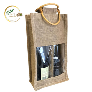 Emballage de bouteille de vin écologique avec logo personnalisé sac à cordon en toile de jute jute toile de jute lin vente de produits textiles et en cuir - Product Image 2