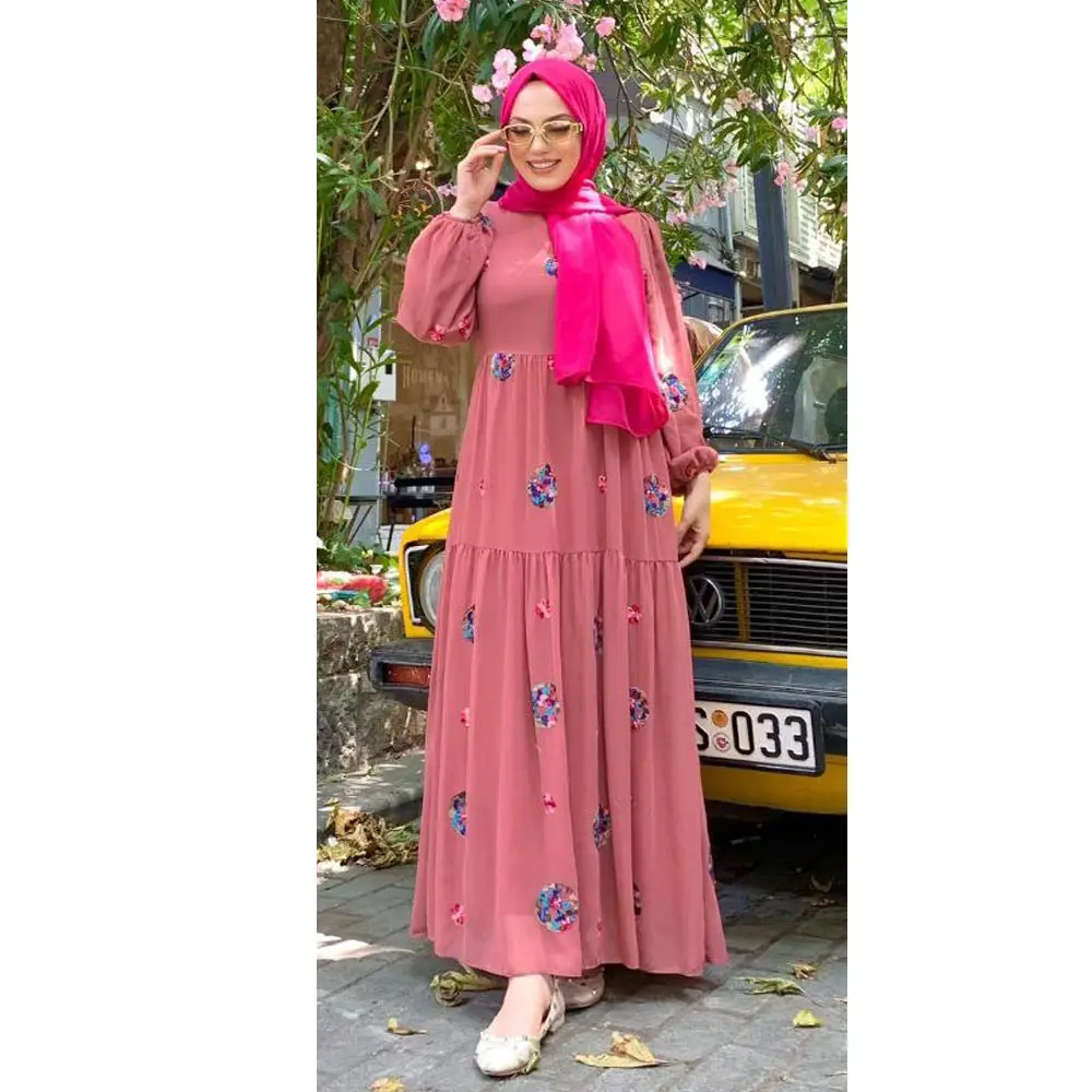 Baru kaftan abaya pakaian muslim satin pakaian etnis gaun maxi panjang hijab terbuka untuk wanita muslim