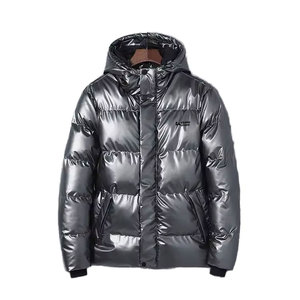 100% Polyester Stand Collar Front Logo Men's Winter Puffer Jackets-Waterproof & Windproof Fashion Design - Product Image 1