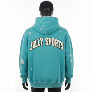 Nouveau sweat à capuche oversize pour homme 2025, en molleton de coton 320 GSM, couleur sarcelle douce, avec applique en feutre et logo personnalisé brodé – Collection Basiques - Product Image 2