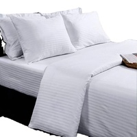 Offre Spéciale 50/50 poly coton rayure hôtel blanc ensemble de draps de lit fabricant indien ensemble de draps de literie