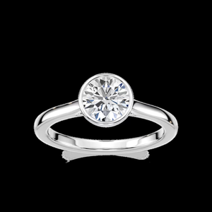 Bague de fiançailles sertie d'un diamant de laboratoire rond de 1,50 carat, serti en bélière, or massif 14 carats - Product Image 1