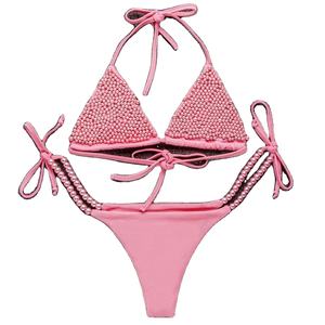 Bikini de Alta Calidad con Pedrería, Traje de Baño Sexy con Aberturas y Cintura Cruzada, Venta Caliente, Ropa de Playa para Mujer - Product Image 6