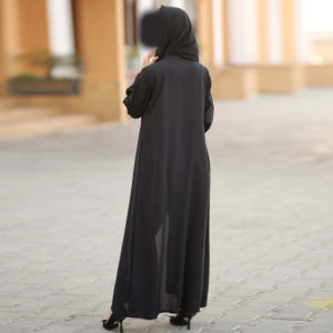 Islamic Muslim Casual Polyester Breathable <b>Abaya</b> for Women-Latest Fashion Design OEM Service Floor Length Long Sleeves Loose Fit - Product Image 5