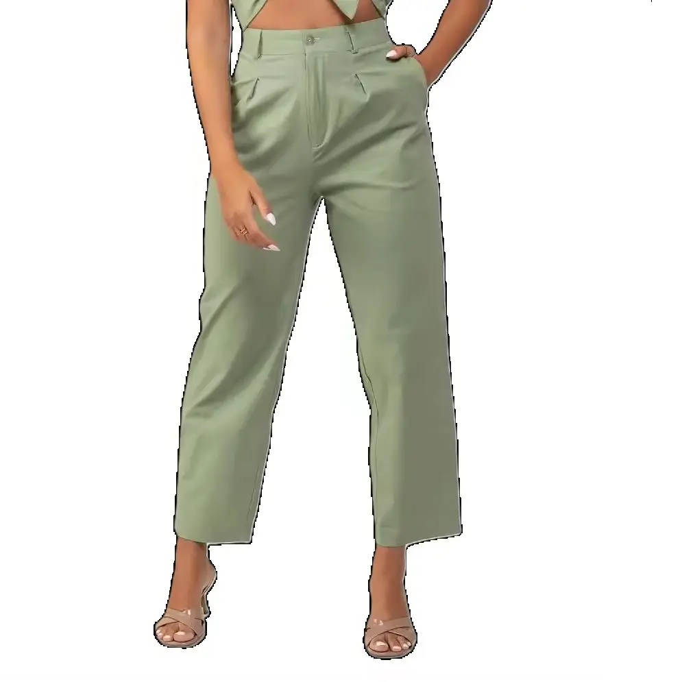 Colotte coton mélangé mode taille naturelle taille moyenne respirant femmes pantalons et pantalons décontracté vêtements pour femmes