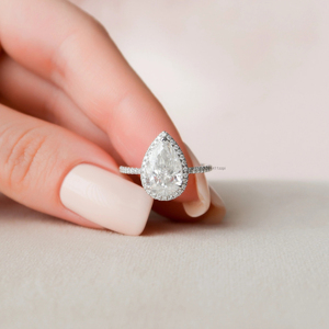 Bague de fiançailles 3.50 carats coupe poire Moissanite allongée en forme de larme bague de fiançailles délicate et moderne en or massif cadeau parfait pour les femmes - Product Image 5