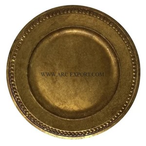 Ensemble de 6 assiettes de présentation martelées en cuivre et métal de forme ronde, décorations de table, grandes tailles, pour mariage, à vendre - Product Image 4