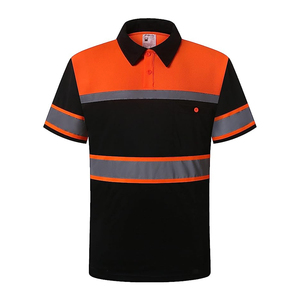 Camisetas Polo personalizadas con tiras reflectantes Hi Viz, ropa de seguridad, cuello en contraste, camisetas de manga corta de retazos de alta visibilidad para hombre - Product Image 2