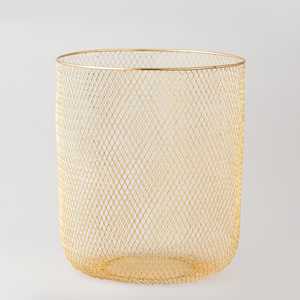 Cesta de Almacenamiento Rectangular Vintage de Hierro Chapado en Latón, Cesta de Basura Ecológica, Diámetro 14 cm, Altura 16 cm - Product Image 2