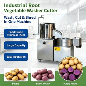 Máquina Peladora, Lavadora y Cortadora de Patatas y Zanahorias Motorizada de Alta Capacidad, Procesador de Cultivos de Raíz 3 en 1 para Fábrica de Alimentos - Product Image 1