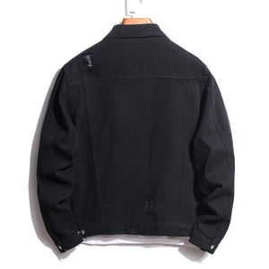 OEM Custom Design Collarless Reversible Eco-Friendly Fashion Streetwear <b>Denim</b> <b>Jacket</b> High Quality <b>Men</b> Ripped Button Front - Product Image 2