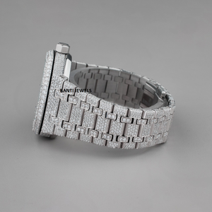 Montre squelette en moissanite entièrement sertie de diamants, bracelet en acier inoxydable, bijoux hip-hop, style brillant de qualité supérieure - Product Image 3