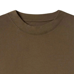 Camiseta de Manga Corta Oversize para Hombre, Color Sólido, Cuello Redondo, Estilo Casual, Tejido de Punto, Corte Regular, Diseño Liso Teñido - Product Image 3