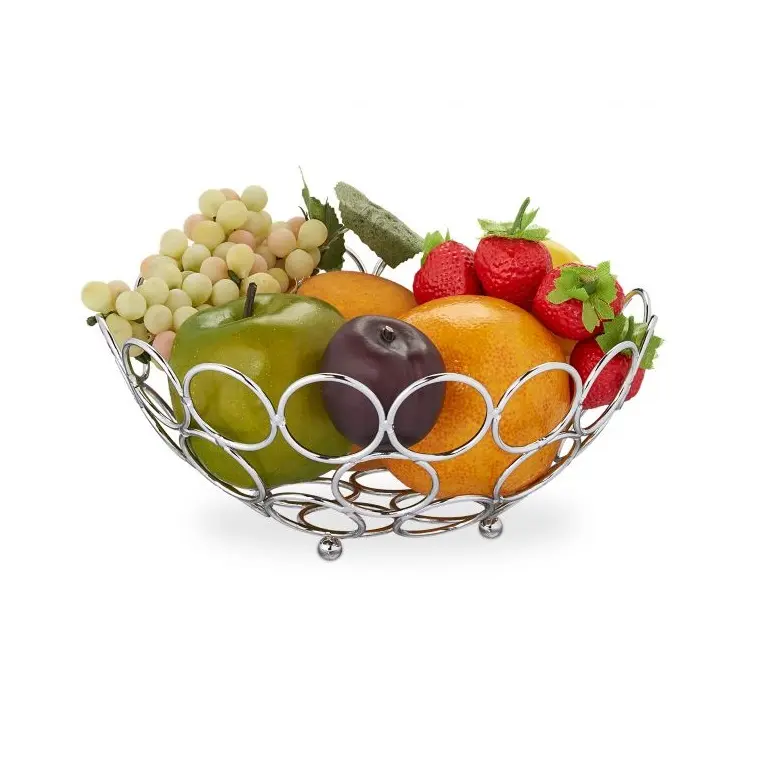 Cesta de frutas de acero inoxidable, diseño de alta calidad, para cocina, artículos hechos a mano para almacenamiento, precio al por mayor