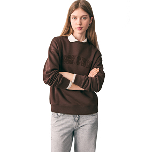 Sweat-shirt à col rond à manches longues pour femme personnalisé, imprimé sur le devant, surdimensionné, épaules tombantes, décontracté, 100% coton - Product Image 1