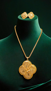 Conjunto de pendientes de collar de nuevo diseño con conjunto de pendientes de collar de moda chapados en oro de 22 quilates para mujer, joyería - Product Image 3