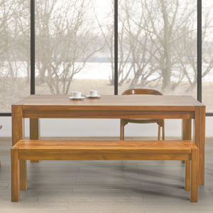 Mesa de comedor de madera de teca contemporánea y cómoda con 213CM de longitud, juego de mesa de comedor para restaurante y comedor - Product Image 5
