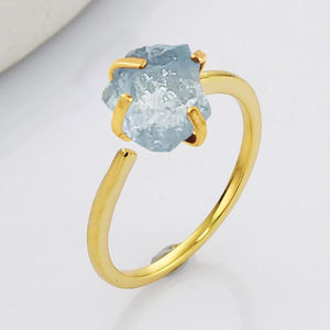 แหวนพลอยสีฟ้าแบบปรับได้แหวนพลอยทำมือขนาด8-10มม. แหวนพลอยธรรมชาติขายส่ง - Product Image 1