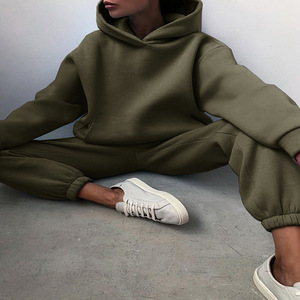 Pullover <b>Thick</b> <b>Fleece</b> Oversize Hoodie Sets Custom Logo Plus Size Sweatpants and Hoodie Set Hoodies - Product Image 3