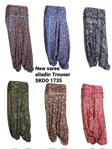 Pantalon indien en soie saree, imprimé de plusieurs motifs et couleurs assorties, vêtement tendance, vente en gros, nouvelle collection 2022 - Product Image 2