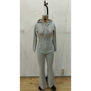Conjunto de Dos Piezas de Blusa y Pantalón con Cierre Frontal y Mangas Largas para Mujer, 28789 - Gris - Product Image 4