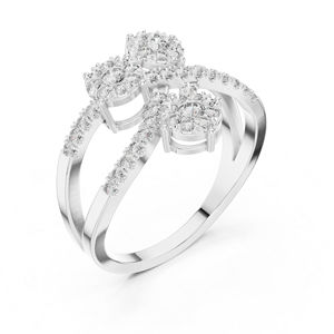 แหวนเพชรทรงกลมทองคำขาว 14K สำหรับผู้หญิง |   ชุดงานหมั้น งานแต่งงาน และงานเลี้ยง |   เครื่องประดับของขวัญ |   ชุบทอง - Product Image 5