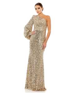 Robe de cocktail de soirée perlée pour femmes de luxe élégante pleine une manche Style modeste étincelant Silhouette droite slip de bal - Product Image 3