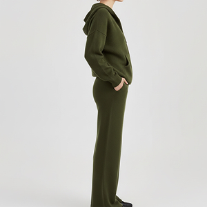 OEM/ODM Survêtement décontracté 100% coton à fermeture éclair pour femmes, logo brodé personnalisé, survêtement lourd - Product Image 6