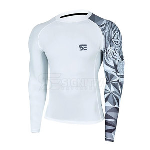 Rashguard à manches longues MMA de qualité supérieure 2023 pour hommes, meilleur matériau, compression, protection solaire, logo personnalisé, été, gym - Product Image 1