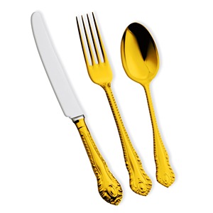 Juego de cubiertos de latón de alta calidad de lujo chapado en oro moderno, cuchillo Vintage, tenedor, cuchara, cubiertos, regalos de boda para el hogar - Product Image 1