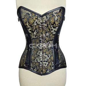 Corset sur mesure en brocart dragon avec garnitures en cuir véritable et baleines en acier robustes - Product Image 6