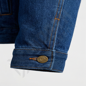 Veste en jean vintage à logo personnalisé en sergé, style Detroit Workwear, bleu, zippée, courte, pour homme - Product Image 6