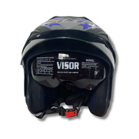 Casque de moto ABS demi-visage bleu mat BXP JP7 Juke de haute qualité, neuf |   Double visière certifiée SNI pour adultes
