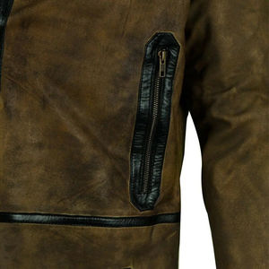 Men's Black <b>Shearling</b> Leather <b>Jacket</b> New Fashion Quality Customized Sheep Leather <b>Bomber</b> Leather <b>Jacket</b> Customized Sheep - Product Image 4