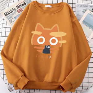 Sweat à capuche pour homme avec imprimé amusant de chat orange soleil, dessins animés, vêtements amples, automne hiver, polaire, sweat-shirt ample et confortable - Product Image 3