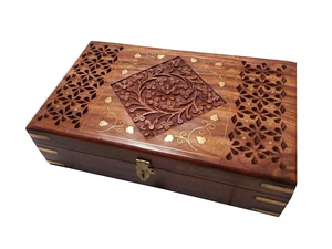 Vikingo madera hogar y decoración pared hecha a mano Rectangular tallado intrincado tallas Personal familia joyero - Product Image 5