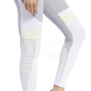 2024 mallas de entrenamiento transpirables de patrón sólido de cintura media de alta elasticidad para chicas deportivas Spandex/poliéster - Product Image 4
