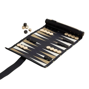 <b>Backgammon</b> Game Set Leather Foldable Playing Board with Dice and Checkers Eco-Friendly Family Game Unisex - Product Image 1