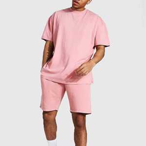 Nuevo diseño logotipo personalizado verano tallas grandes dos piezas hombres conjunto corto precio al por mayor hombres casual manga corta Camiseta 2 piezas conjunto - Product Image 2