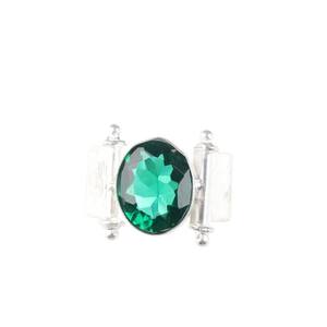 Bague ovale en émeraude verte, argent sterling, bijoux faits à la main, pierre de naissance de mai, cadeau pour femme, élégante - Product Image 5