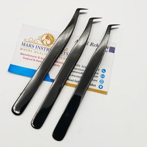 Pinces à épiler professionnelles pour extensions de cils Black Plasma 65 degrés, pointe pointue durable, pointe parfaite, acier inoxydable - Product Image 2