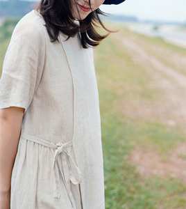 Women's <b>Summer</b> Casual Loose <b>Dress</b> Natural Linen <b>with</b> <b>Pockets</b> Woven Plus Size Clothing Big Size Options Available - Product Image 2