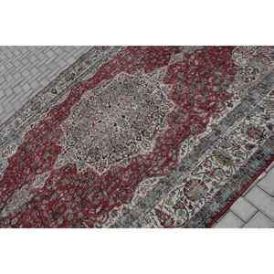 Alfombra turca extragrande de 7.3x11.6 pies, alfombra vintage, alfombra de lana con motivos de plantas y árboles en rojo y azul - Product Image 5