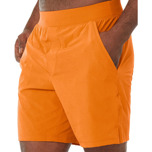 Shorts de sport d'été pour hommes en toile unie tricotés respirants taille mi-haute séchage rapide élastiques pour la course à pied l'entraînement décontracté - Product Image 1