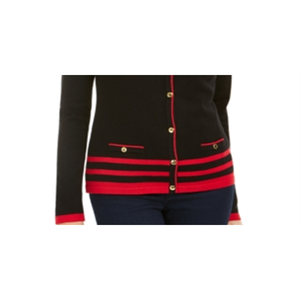 Maglione a Righe con Bottoni a Maniche Lunghe da Donna Karen Scott Nero Taglia Media - per l'Autunno - Product Image 6