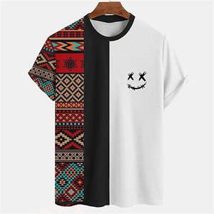 2024 Fashion Loose Casual Hip Hop <b>Patchwork</b> T-<b>shirt</b> Color Block Custom logo Print High Street Oversized Mens Pullover T <b>Shirt</b> - Product Image 2