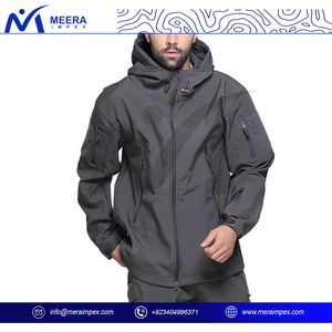 Chaqueta cortavientos impermeable de carcasa blanda con cremallera personalizada para hombre, chaqueta de nailon Unisex con puños elásticos - Product Image 2